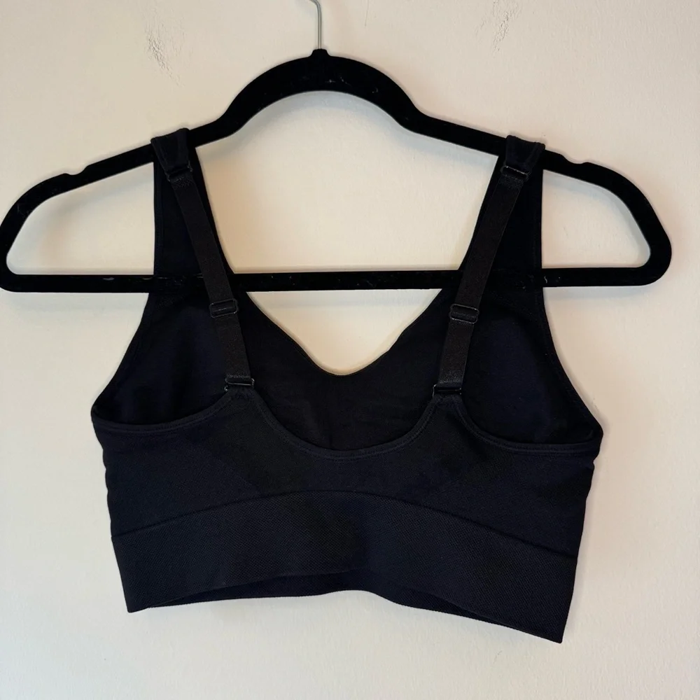 Puma Black V-Neck Sports Bra with Wide Straps 0044 - Picture 4 of 13